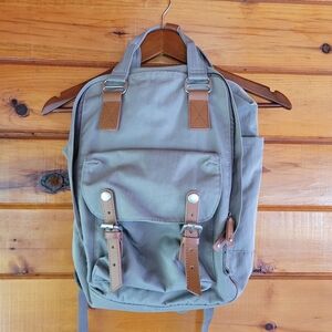 Grey Backpack with Brown Accents